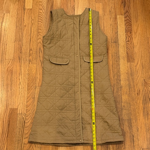 Quilted Sleeveless Long Beige Vest - Picture 2 of 7